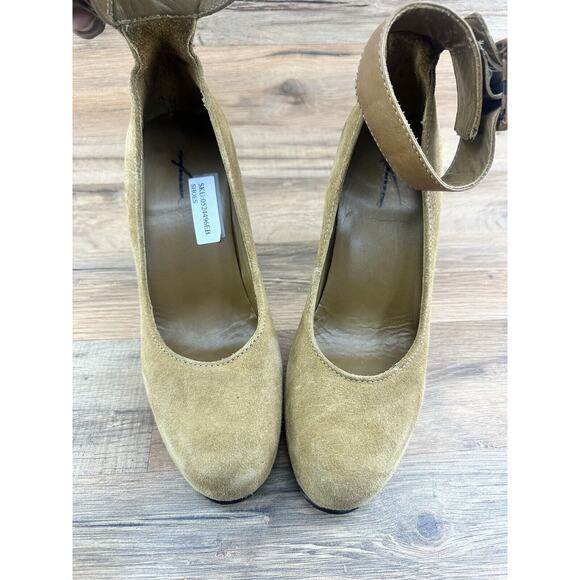 L.L. Bean Shoes Womens Size 8.5M Ankle Strap Block Heels Green Suede - Picture 2 of 10